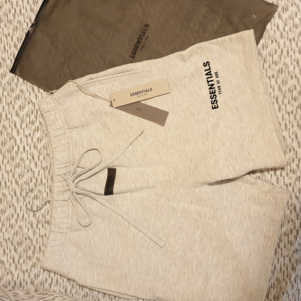 Essentials Light Oatmeal Drawstring Shorts - Picture 4 of 4